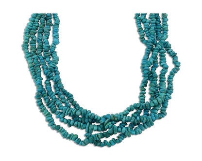 Navajo 5 Strand Necklace 925 Silver Blue Gem Turquoise Native Artist C.80's