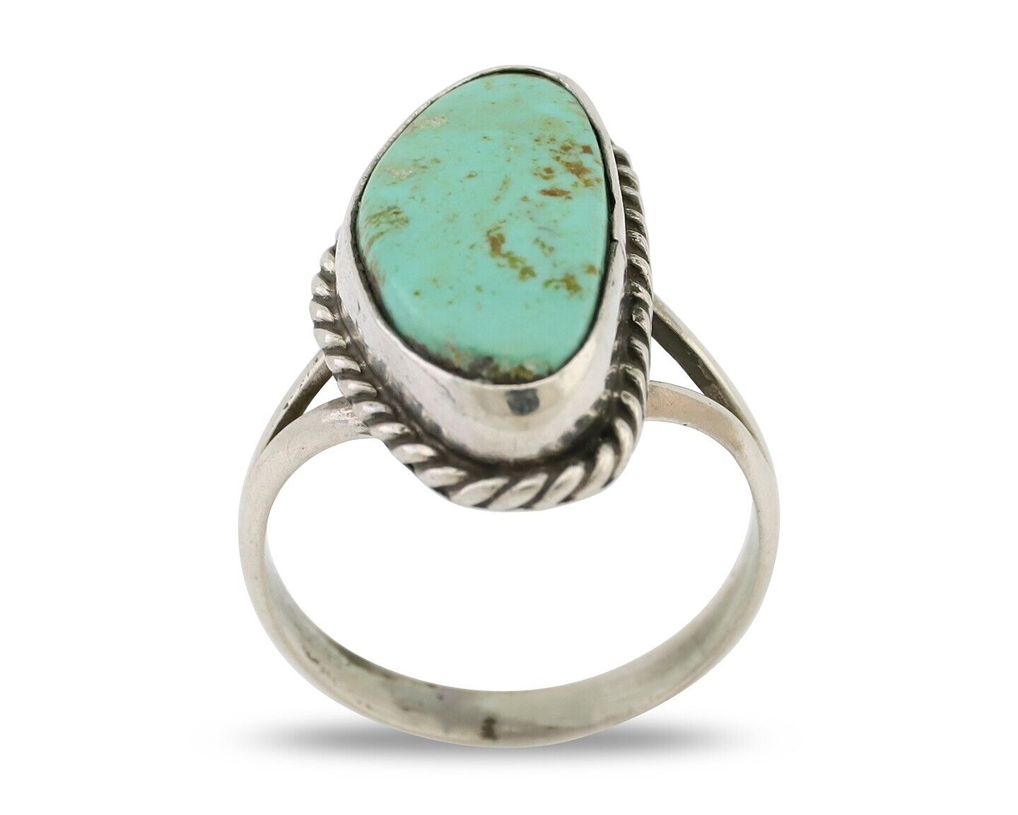 Navajo Ring 925 Silver Kingman Turquoise Artist Signed Rabbit Sticks C.80's