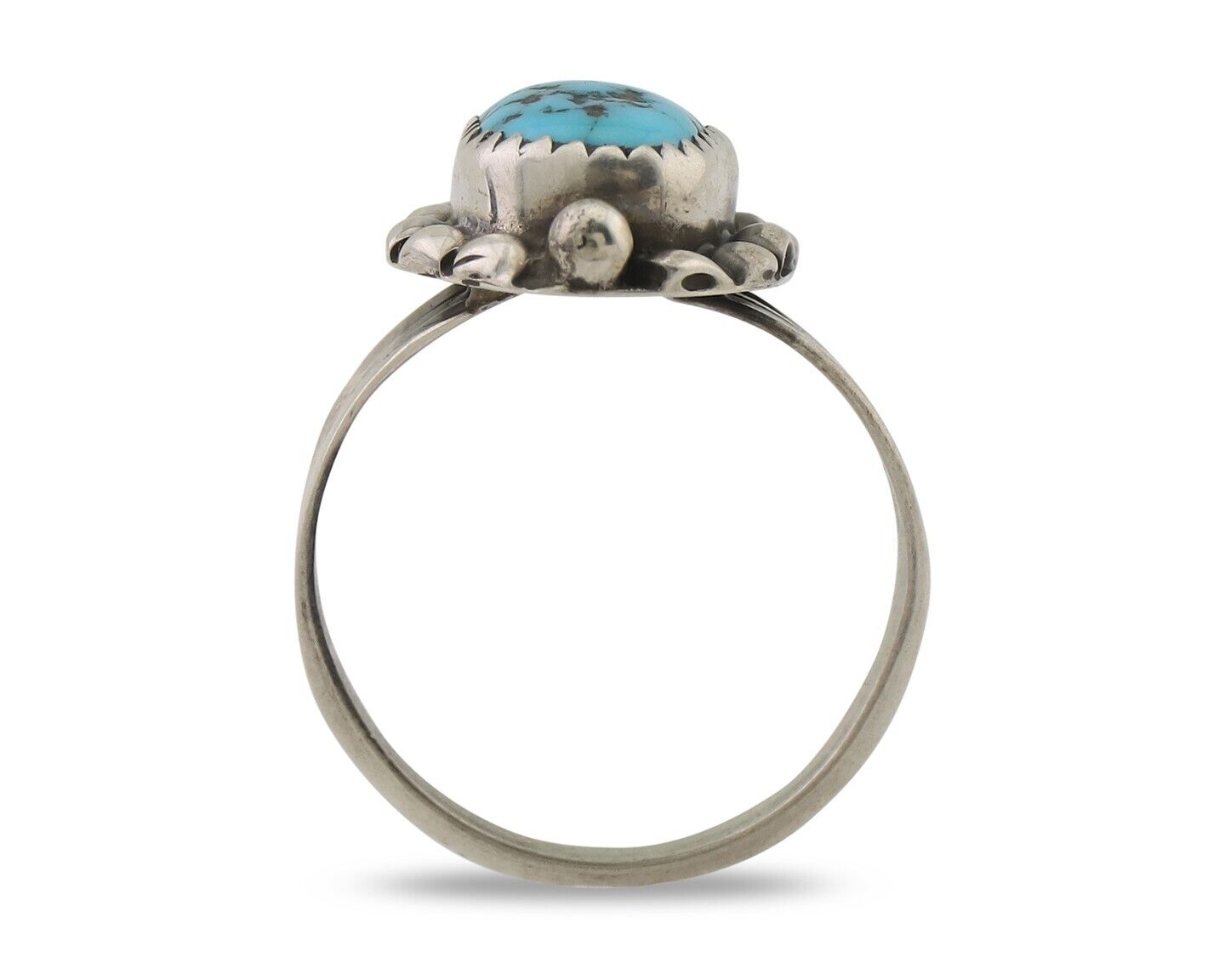 Navajo Ring 925 Silver Sleeping Beauty Turquoise Artist Signed SC C.80's