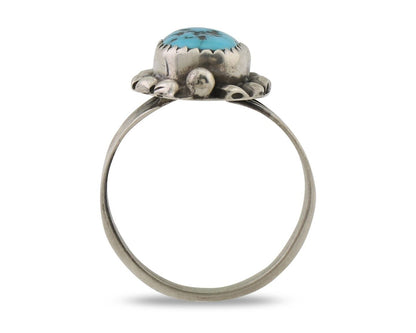 Navajo Ring 925 Silver Sleeping Beauty Turquoise Artist Signed SC C.80's
