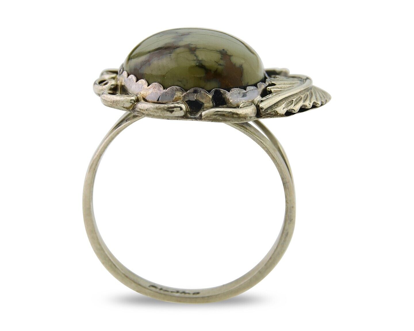 Navajo Ring 925 Sterling Silver Green Turquoise Native American Artist C.80s