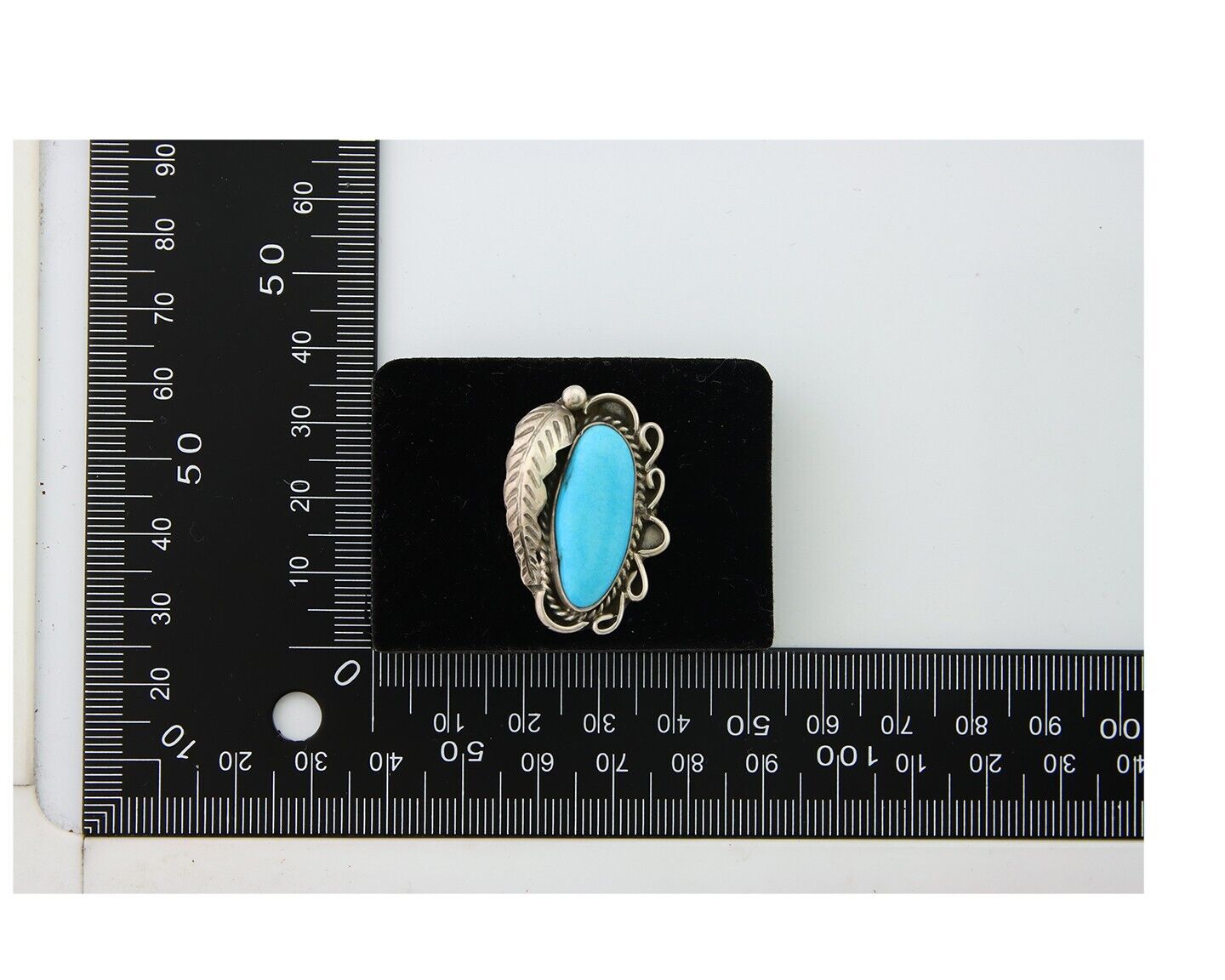 Navajo Ring .925 Sterling Blue Turquoise Artist Signed EK C.80's