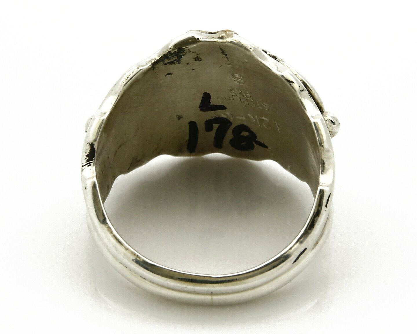 Navajo Eagle Ring .925 SOLID Silver & 12k GF Handmade Signed Artist S Circa 1980