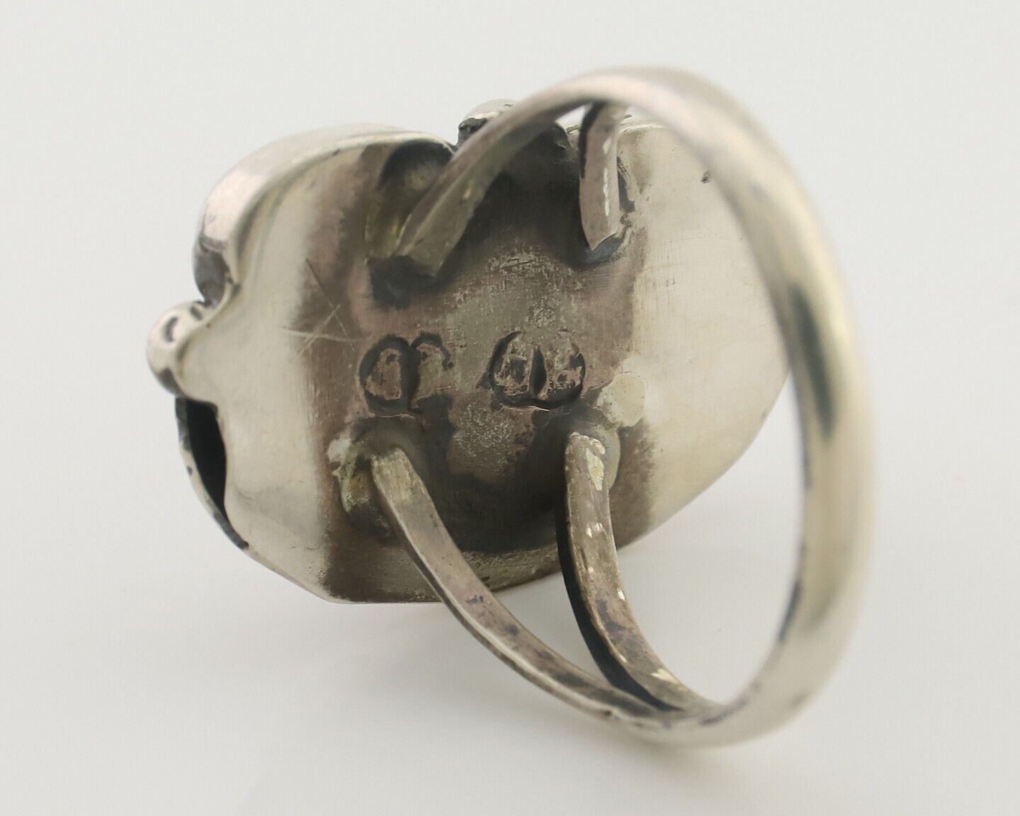 Navajo Handmade Ring 925 Silver Natural Mediterranean Coral Signed 88 C.80's