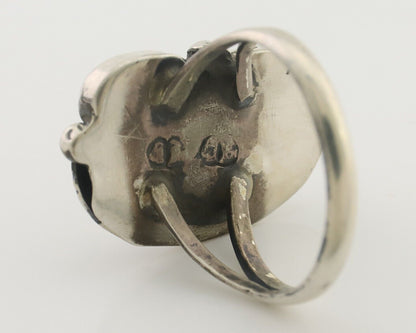 Navajo Handmade Ring 925 Silver Natural Mediterranean Coral Signed 88 C.80's