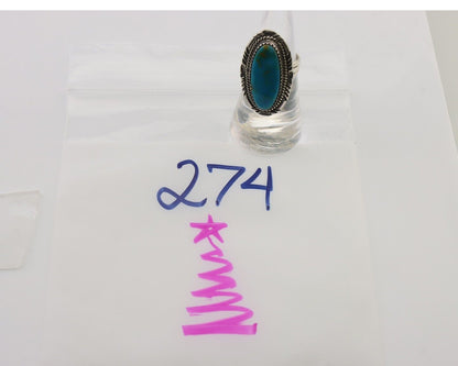 Navajo Ring 925 Silver Blue Turquoise Native Artist Signed M Begay C.80's