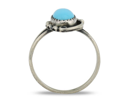 Navajo Ring 925 Silver Sleeping Beauty Turquoise Signed SkyStone Creations C80s