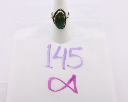 Navajo Ring 925 Silver Natural Turquoise Artist Signed Rabbit Stick C.80's