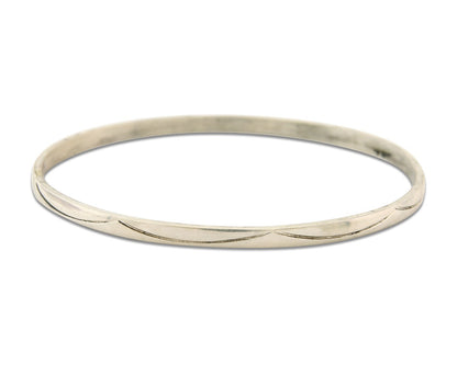 Navajo Bangle Bracelet 925 Silver Hand Stamped Twist Native American Artist C80s