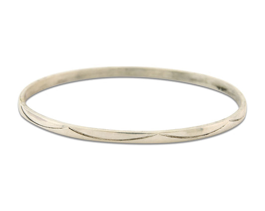 Navajo Bangle Bracelet 925 Silver Hand Stamped Twist Native American Artist C80s
