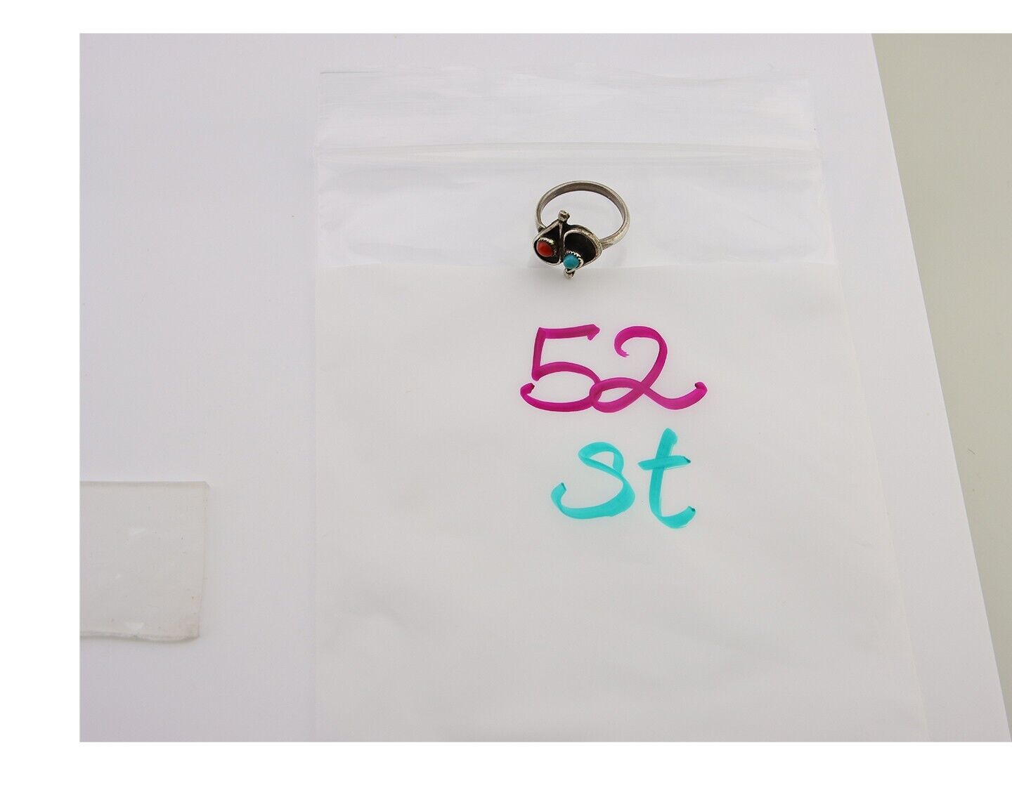 Navajo Ring 925 Silver Turquoise & Coral Native American Artist C.80's