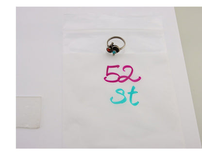 Navajo Ring 925 Silver Turquoise & Coral Native American Artist C.80's