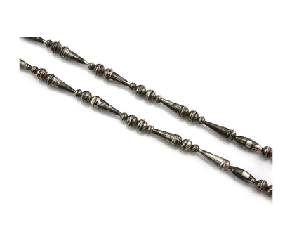 Navajo Bead Necklace Sterling Silver 8.0 mm wide 25 in long Circa 1980's