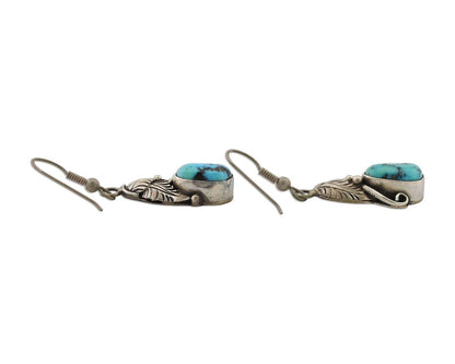 Navajo Handmade Earrings 925 Silver Natural Turquoise Native Artist C.80's