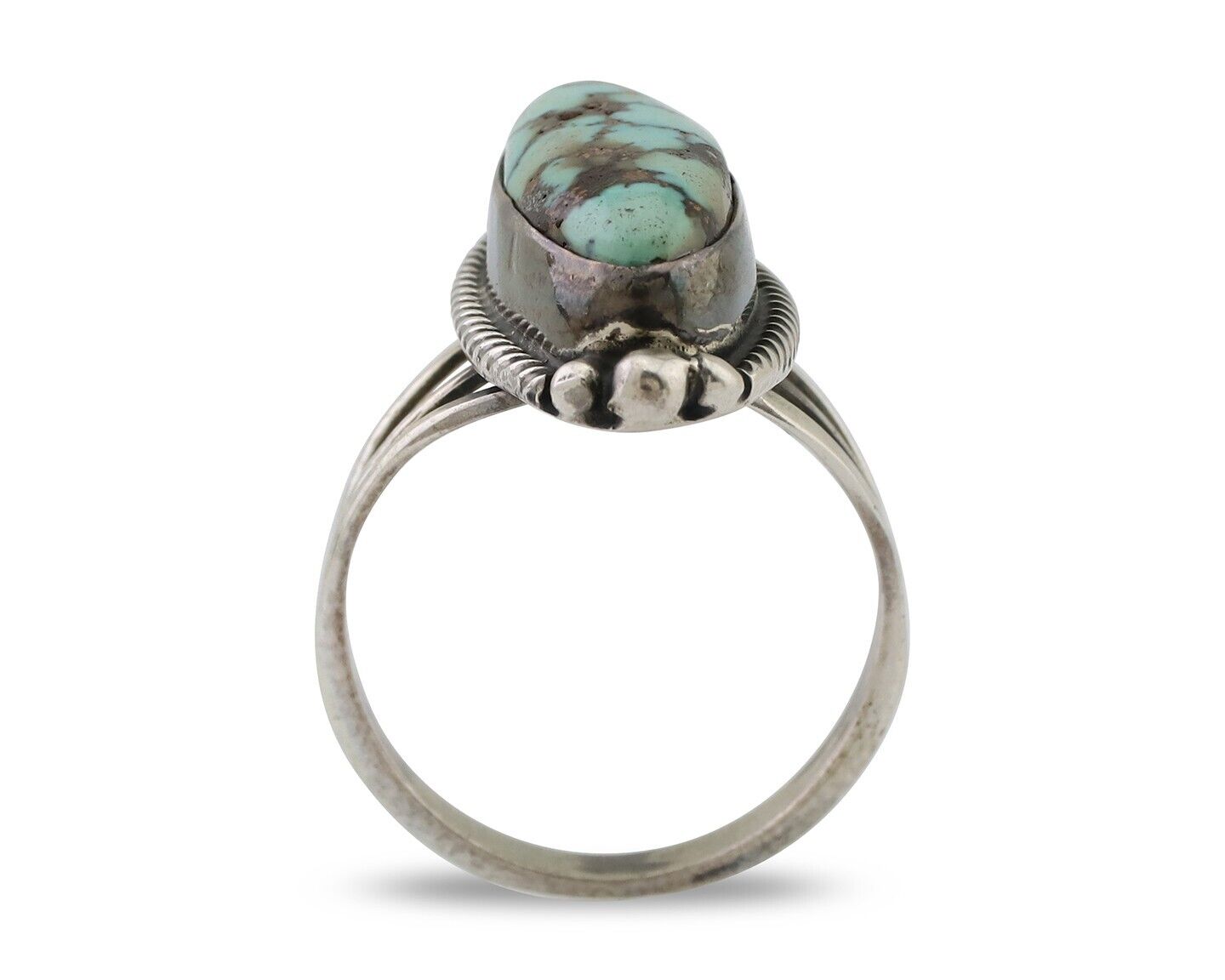 Navajo Ring 925 Silver Turquoise Signed D. Delgarito Size 7.5 C.80's