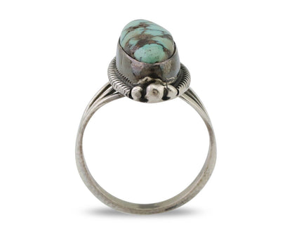Navajo Ring 925 Silver Turquoise Signed D. Delgarito Size 7.5 C.80's