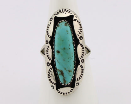 Navajo Ring 925 Silver Natural Kingman Turquoise Native American Artist C.80's