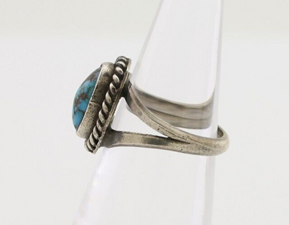 Navajo Ring 925 Silver Kingman Turquoise Native American Artist C.80's