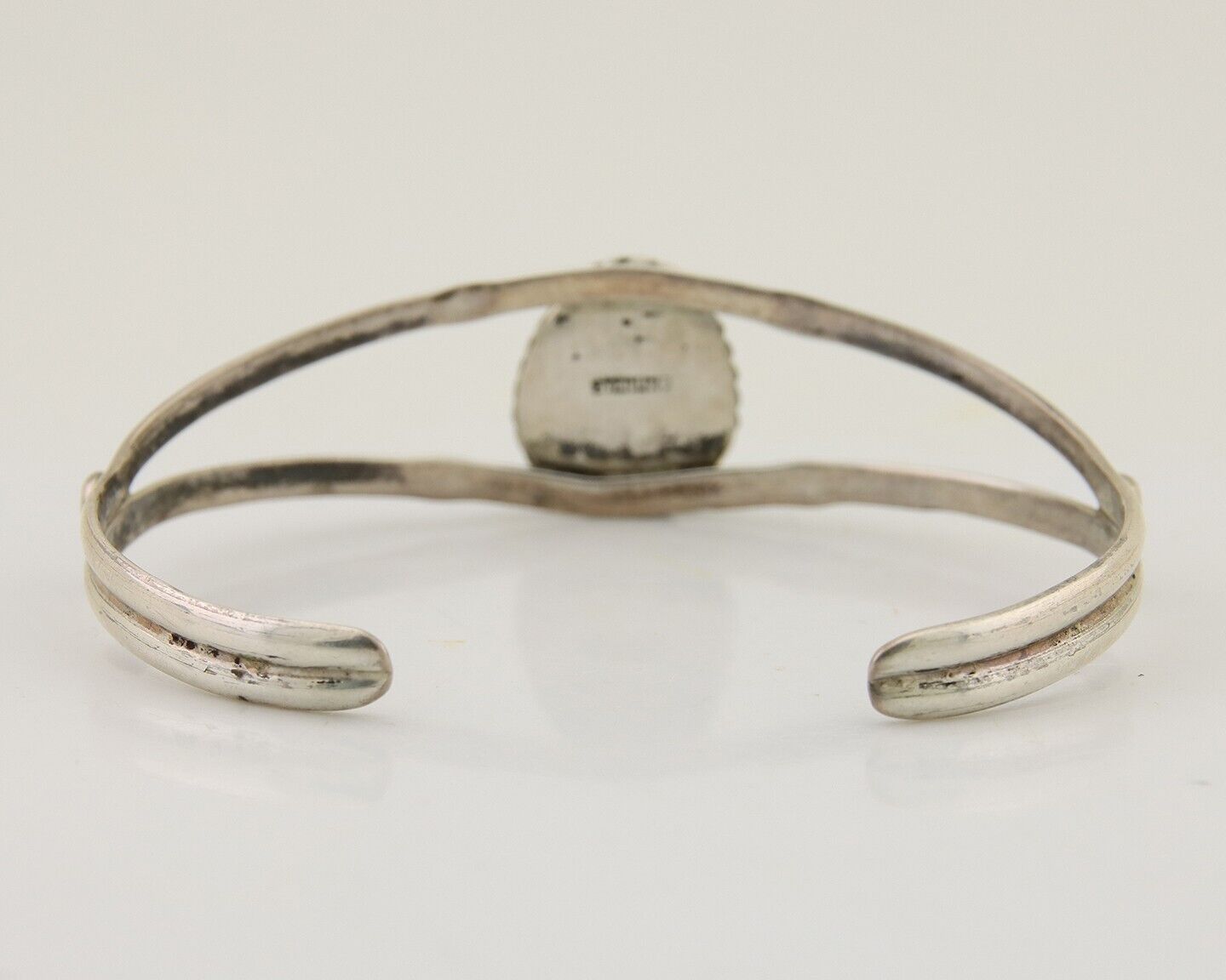 Navajo Hand Stamped Cuff Bracelet Turquoise 925 Silver Native American Artist