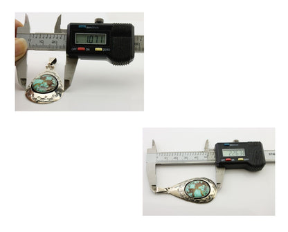 Navajo Pendant 925 Silver Blue Gem Turquoise Artist Signed MC C.80's