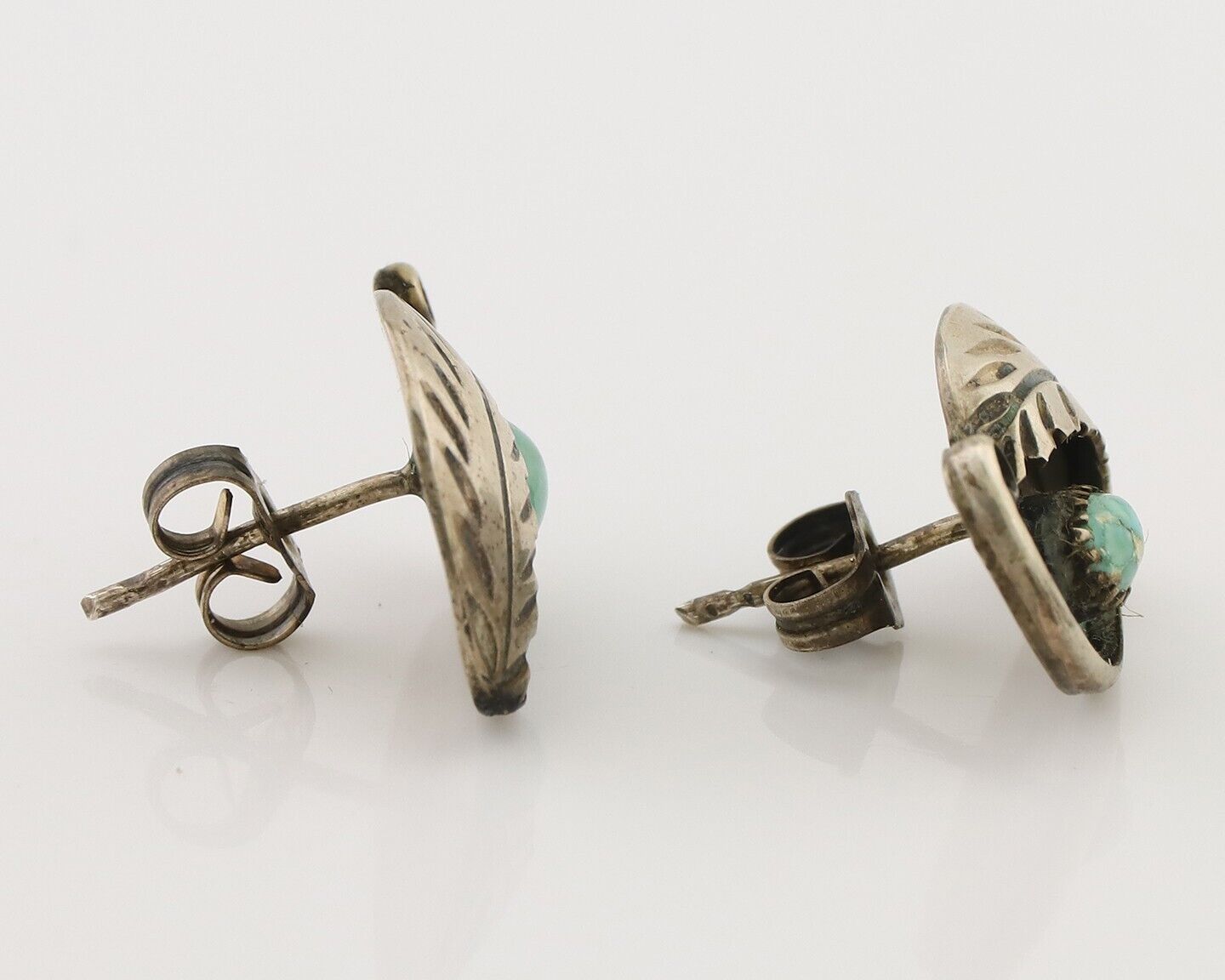 Navajo Earrings 925 Silver Natural Turquoise Native American Artist C.80's