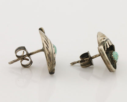 Navajo Earrings 925 Silver Natural Turquoise Native American Artist C.80's