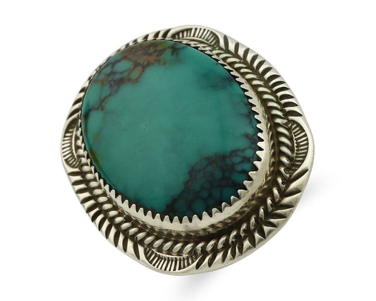 Navajo Ring 925 Silver Natural Blue Turquoise Signed William Denetdale C.80's
