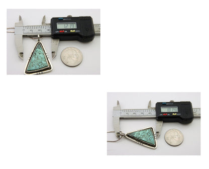 Navajo Heart Necklace 925 Silver Natural Turquoise Artist Signed FG C80s