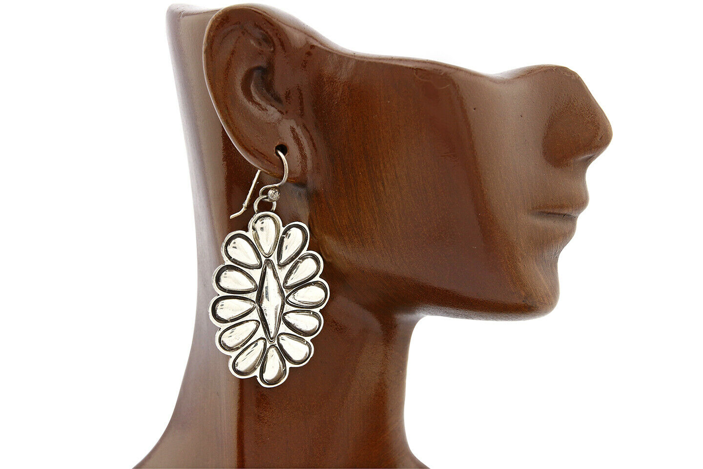 Navajo .925 SOLID Silver Shield J Hook Drop Dangle Earrings