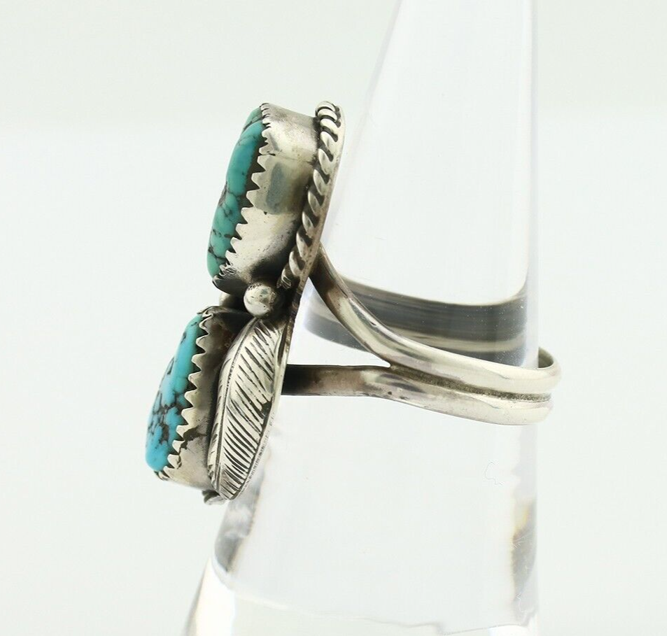 Navajo Ring 925 Silver Blue Sleeping Beauty Turquoise Native Artist C.80's
