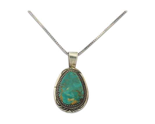 Navajo Sterling Silver Necklace Authentic Turquoise Vintage Signed Anna Begay