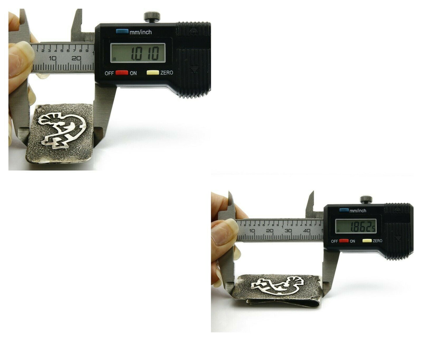 Navajo Money Clip .925 Silver & Nickle Hand Stamped Artist RB C.80's-90's