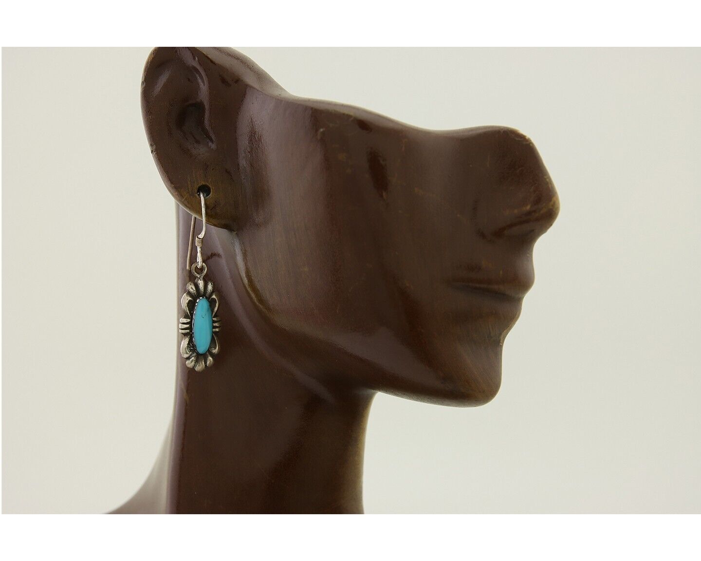 Navajo Hand Stamped Earrings 925 Silver Natural Turquoise Native Artist C.80's