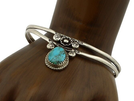 Navajo Bracelet 925 Silver Kingman Turquoise Artist Native American C.80's