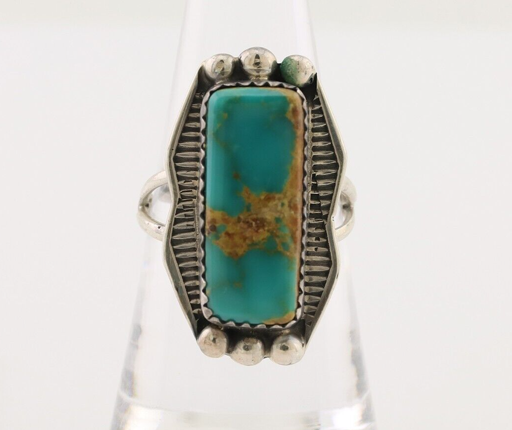 Navajo Ring 925 Silver Natural Blue Turquoise Artist Signed Doug Zachary C.80's