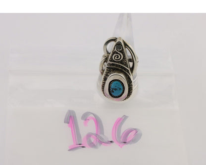 Navajo Ring 925 Silver Natural Blue Turquoise Artist Signed IHMJ C.80's