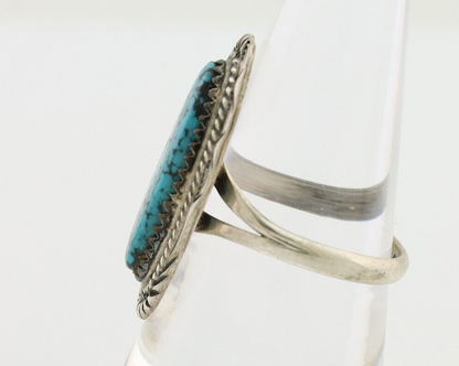 Navajo Ring 925 Silver Natural Spiderweb Turquoise Native American Artist C.80's