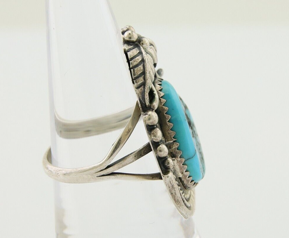 Navajo Ring 925 Silver Natural Blue Turquoise Native American Artist C.80's