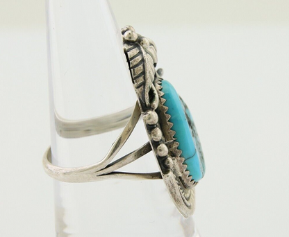 Navajo Ring 925 Silver Natural Blue Turquoise Native American Artist C.80's