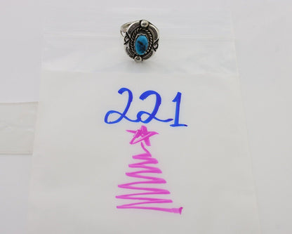 Navajo Ring 925 Silver Sleeping Beauty Turquoise Signed V & N EDSITTY C.80's