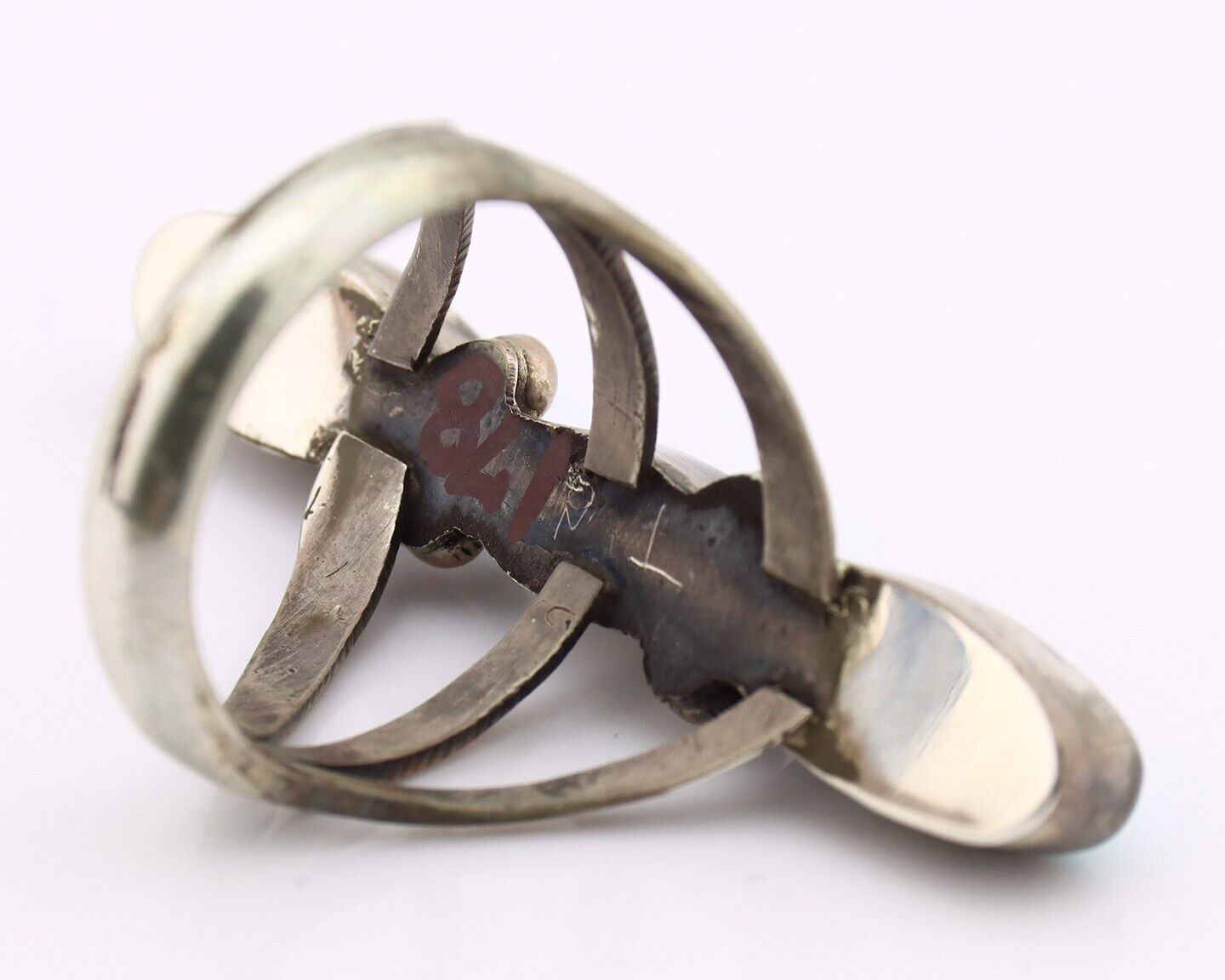 Navajo 3 Stone Ring 925 Silver Blue Turquoise Native American Artist C.80's