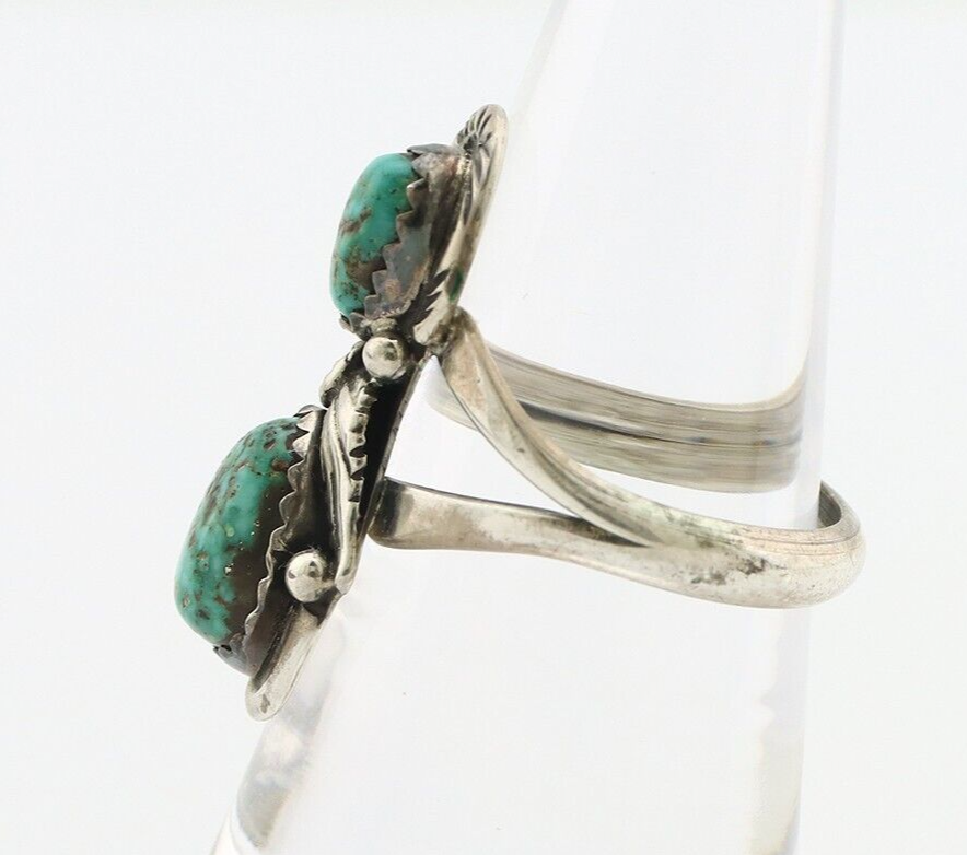 Navajo Ring 925 Silver Natural AAA Blue Turquoise Artist Signed Tom Willeto C80s