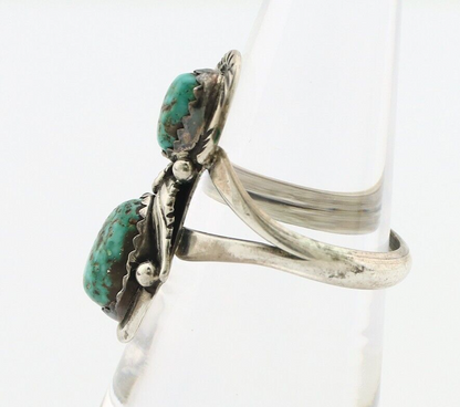 Navajo Ring 925 Silver Natural AAA Blue Turquoise Artist Signed Tom Willeto C80s