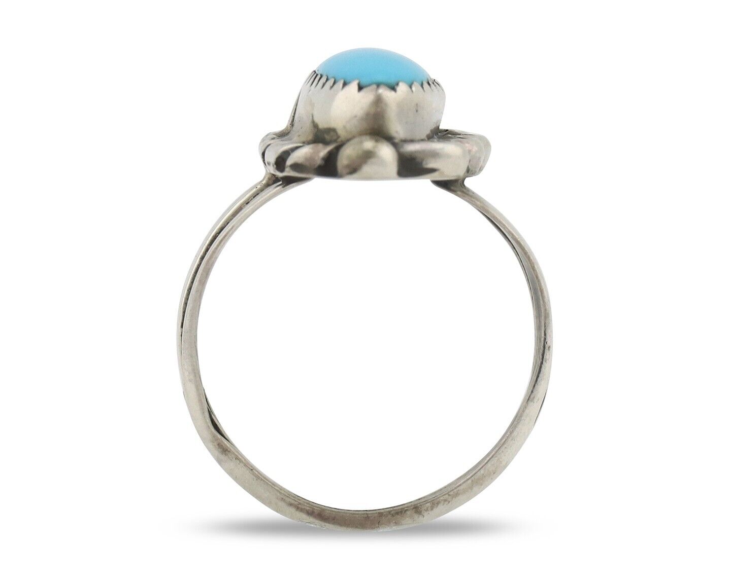 Navajo Ring .925 Silver Sleeping Beauty Turquoise Signed SkyStone Creations C80s