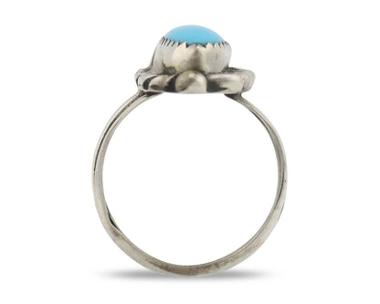 Navajo Ring .925 Silver Sleeping Beauty Turquoise Signed SkyStone Creations C80s