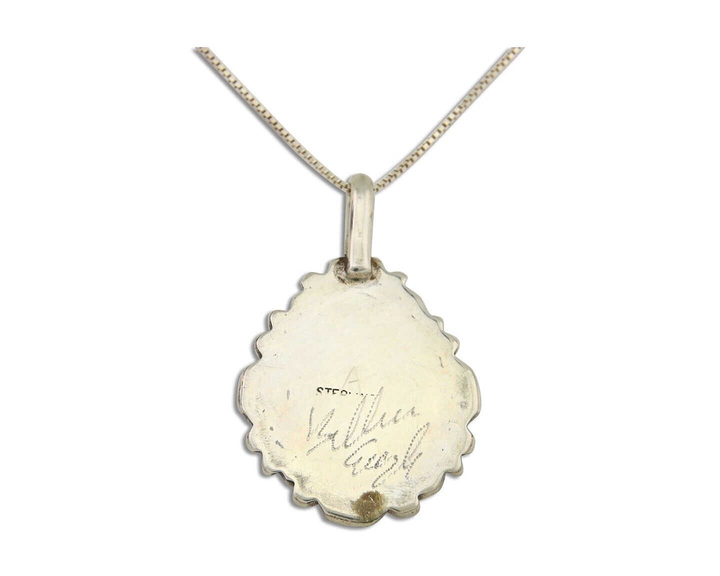 Navajo Necklace 925 Silver Natural Turquoise Artist Signed Billie Eagle C.80's