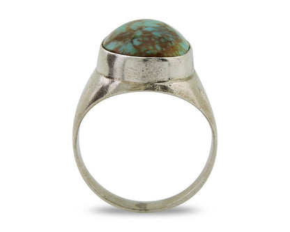 Navajo Hand Stamped Ring 925 Silver Spiderweb Turquoise Native Artist C.80's