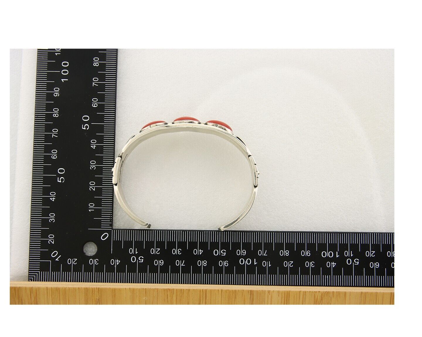 Navajo Bracelet .925 Silver Red Coral Cuff Signed Charles Johnson C.80's