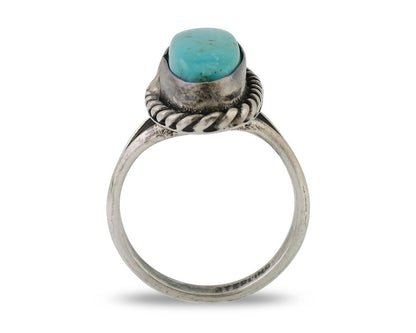 Navajo Handmade Ring 925 Silver Kingman Turquoise Size 5.75 C.80's