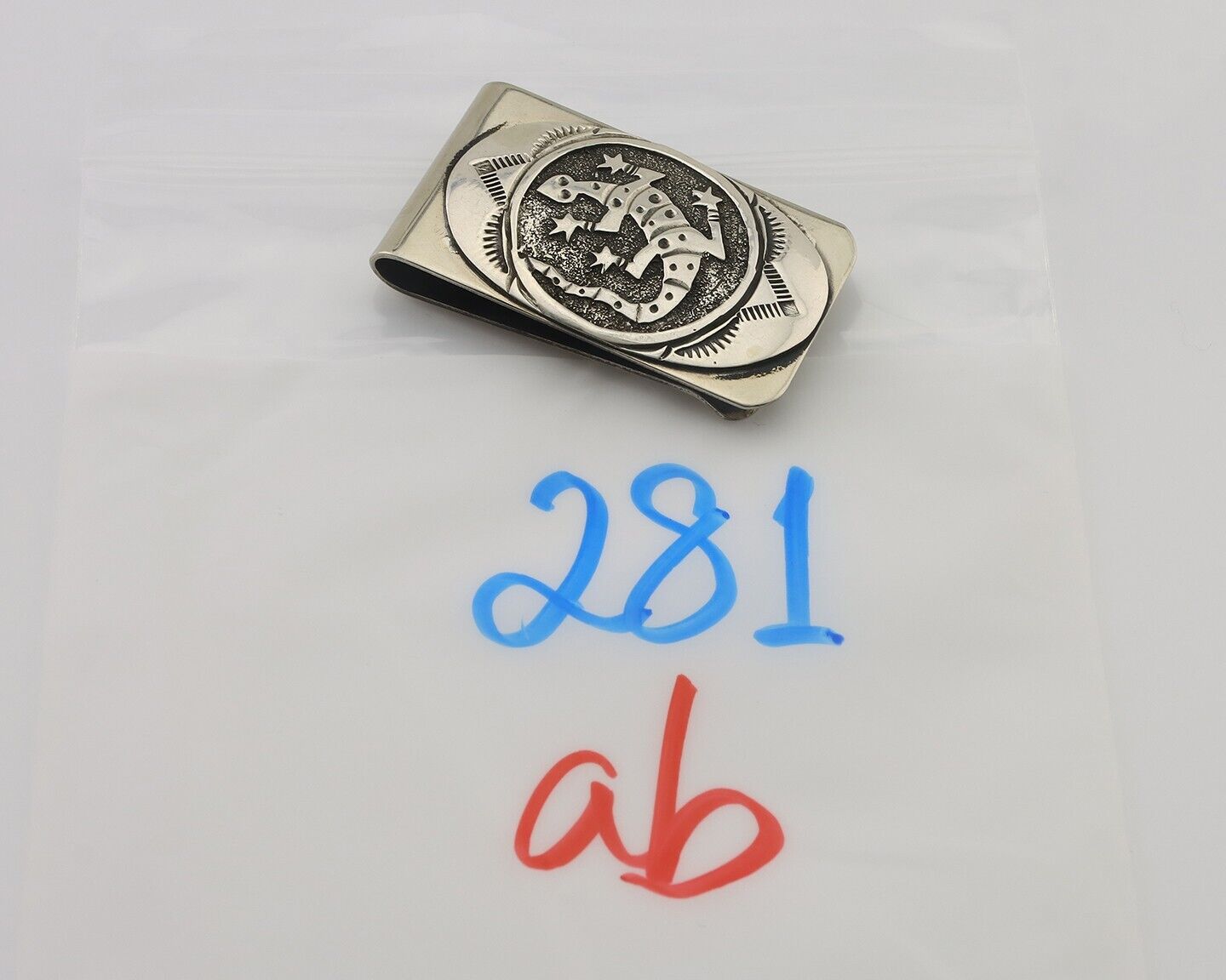 Navajo Lizard Money Clip .925 Silver & .999 Nickle Signed Gibson Gene C.80's